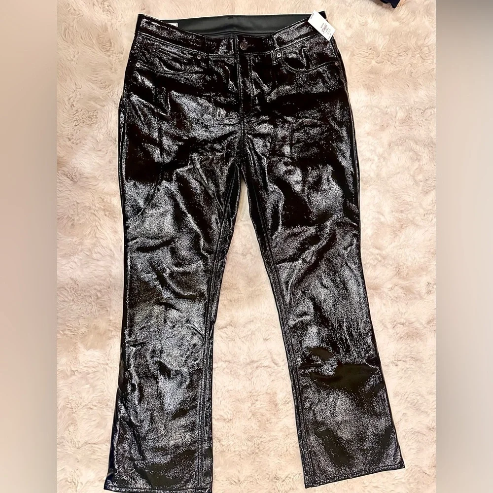 Gap Mid Rise Vegan Patent Leather Baby Boot Pants. size 31P - Picture 2 of 5